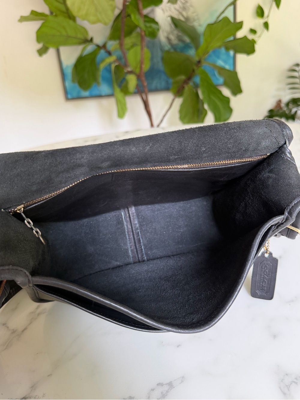 COACH Vintage NYC Classic Shoulder Bag 9170 Black Leather Brass Flap 80's USA - Picture 10 of 16